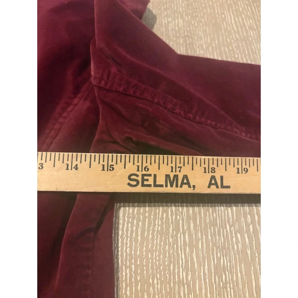 Tommy Hilfiger Velvet Blazer Womens Medium Burgundy Stretch Fitted Jacket EUC